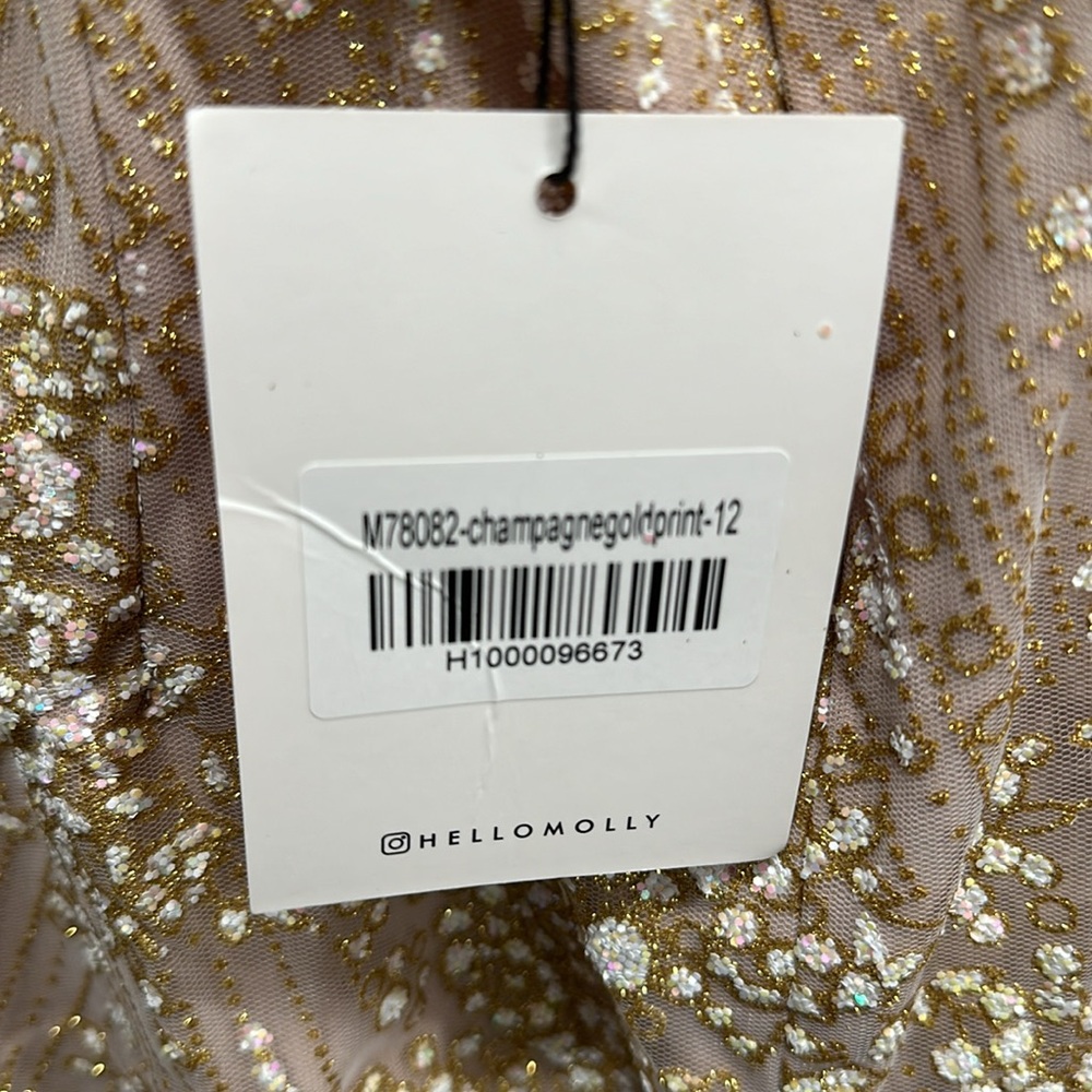 NWT Hello Molly Match Me Dress mini champagne beige sparkle back cut out size 8 - Picture 7 of 9